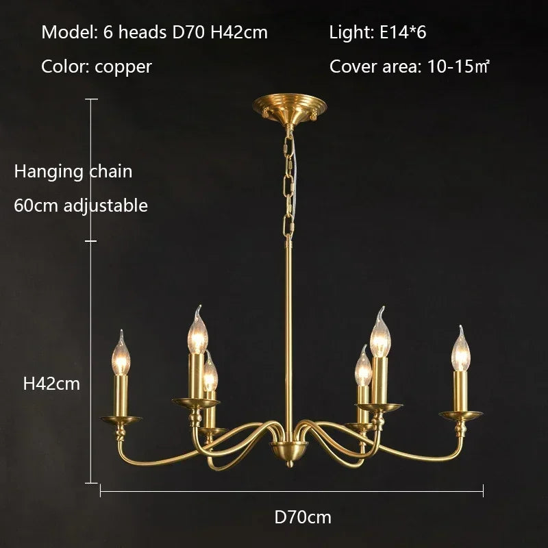 Retro Gold Crystal Chandelier - Dining Room Light