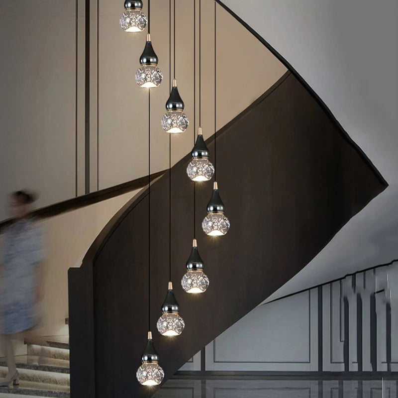 Lámpara colgante de cristal para escaleras y entrada