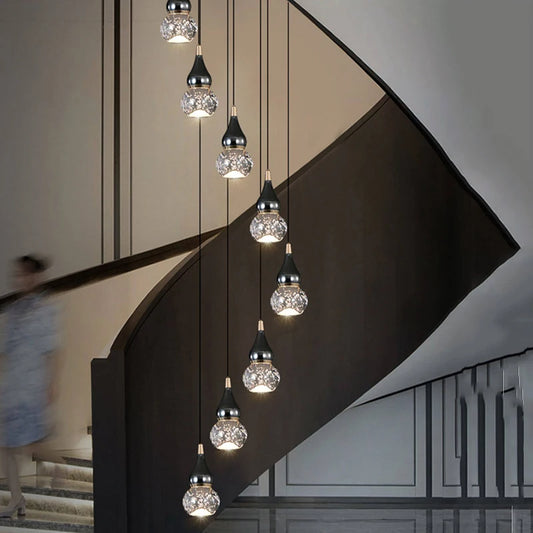 Crystal Glass Pendant Light for Staircase & Entryway