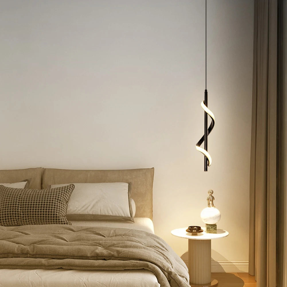 Minimalist Metal Pendant Light Spiral Design