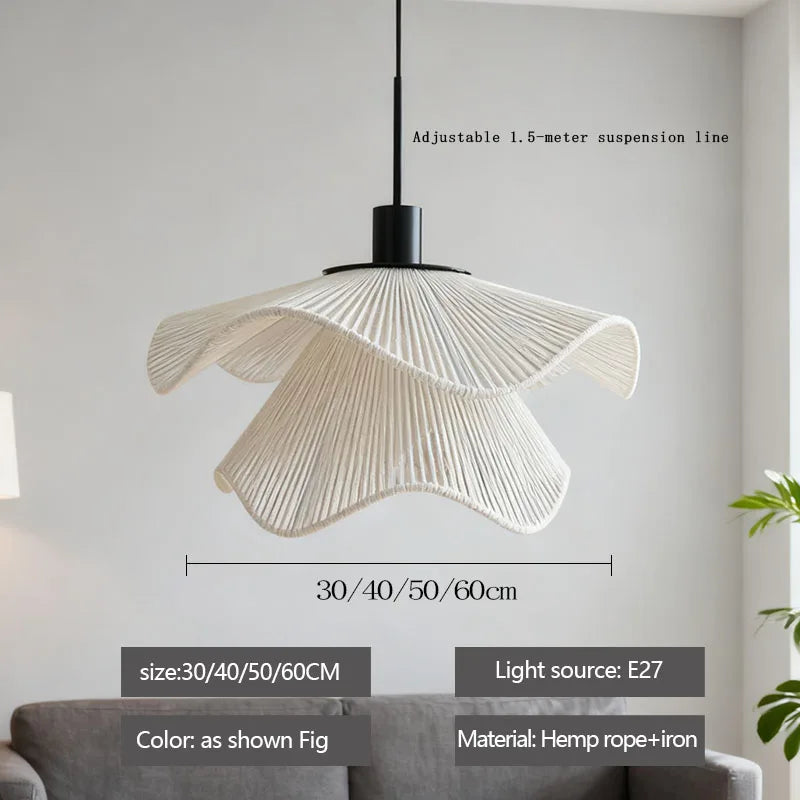 Bohemian Rattan Pendant Light - Flower Design
