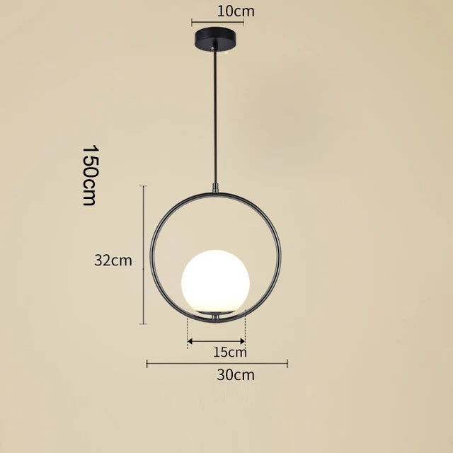 Nordic Glass Ball Pendant Light Brass Iron Hanging Lamp