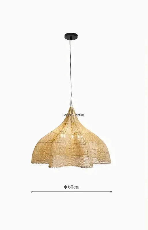 Retro Rattan Pendant Light - Wabi-Sabi Design