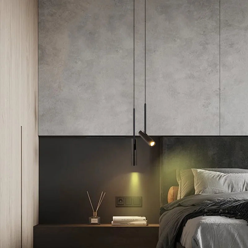 Minimalist Black Aluminum Pendant Light for Bedroom