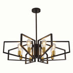 Modern Geometric 8 Light Chandelier in Black and Gold for Dining Room