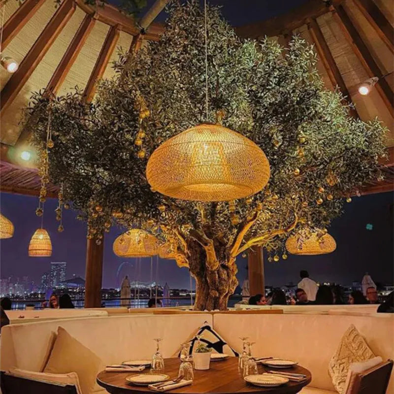 Handwoven Rattan Pendant Light - Bohemian Wabi Sabi