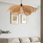 Bohemian Rattan Petal Pendant Light for Dining Room
