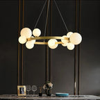 Nordic Round Glass Pendant Light Iron Frame