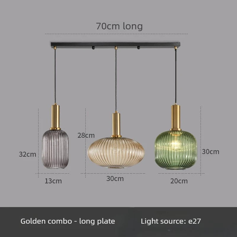 Lámpara colgante de cristal nórdico con acabado de cobre