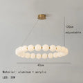 Modern Pearl Ball Ring Chandelier in Cream White for Living Room