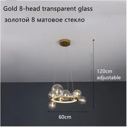 Modern Ring Glass Ball LED Chandelier Iron Frame