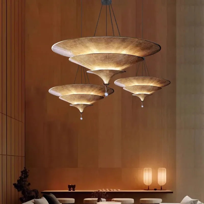 Lámpara colgante de madera estilo Wabi Sabi para comedor