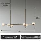 Lámpara colgante minimalista de hierro y cristal para sala de estar