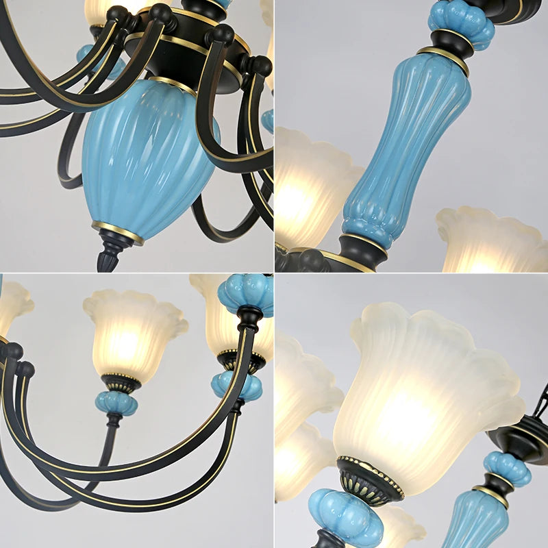 Retro Rustic Crystal Chandelier Dining Room Light