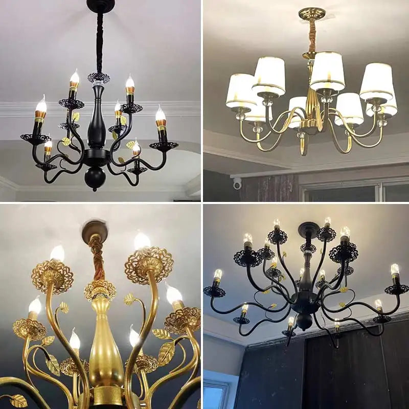 Rustic Iron Crystal Chandelier Pendant Light
