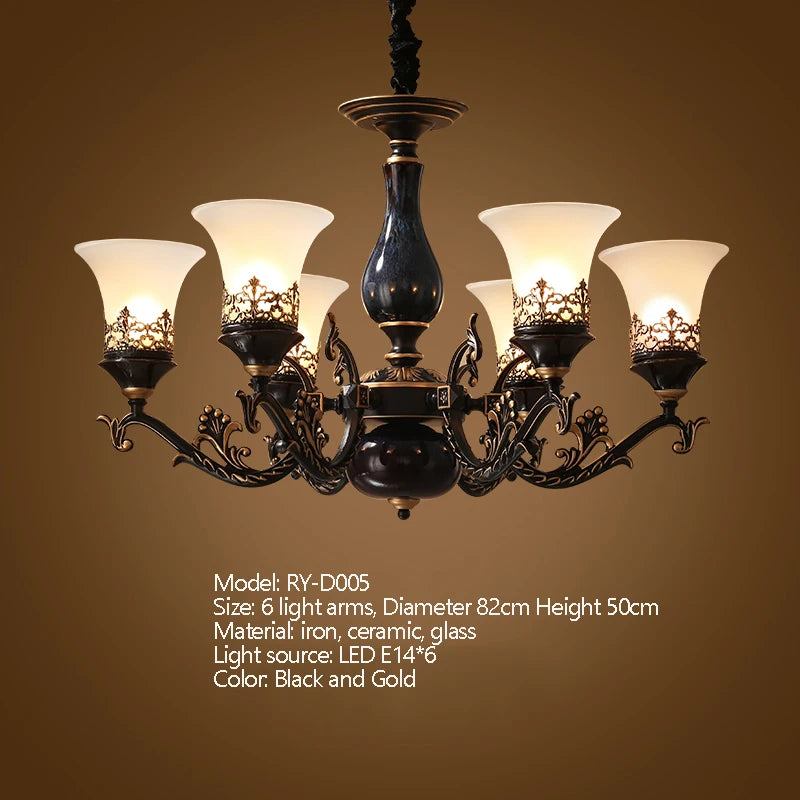 Ceramic Chandelier with E14 Socket Retro Luxurious