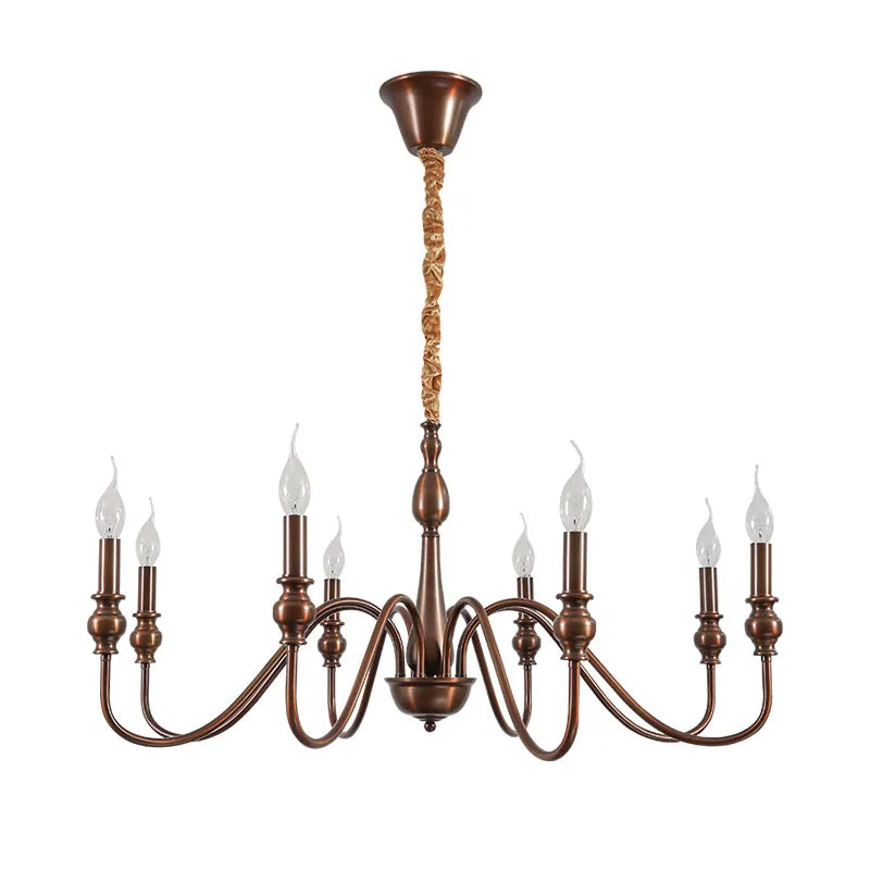 Candelabro de hierro negro con detalles de cristal
