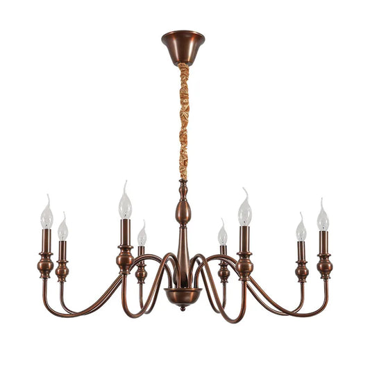 Black Iron Candle Chandelier Crystal Accents