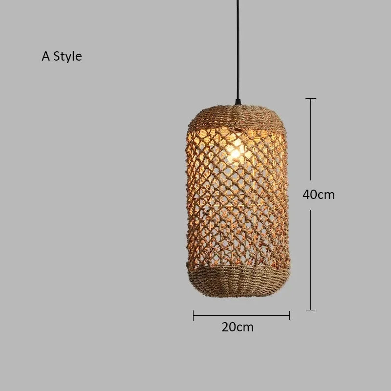 Bohemian Rattan Woven Pendant Light for Dining