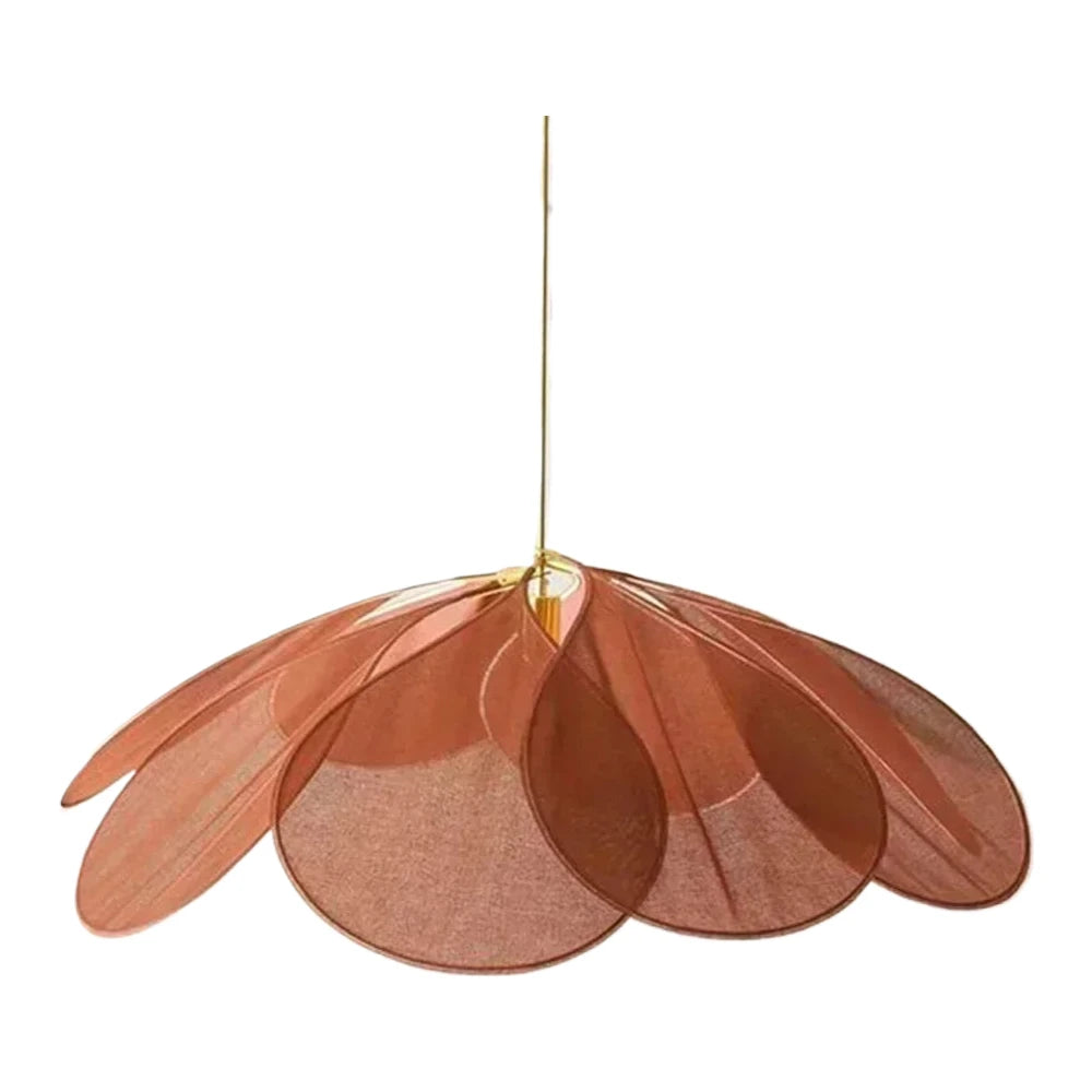 Sheer Petal Flower Fabric Pendant Light in Nine Colors for Bedroom