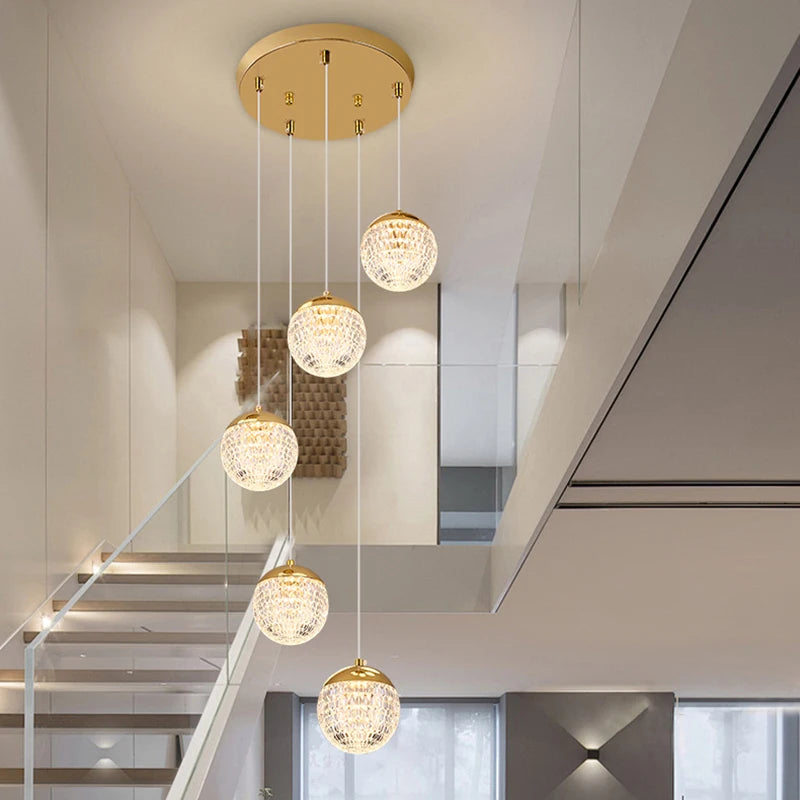 Lámpara Colgante Moderna de Cristal para Escalera