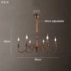 Candelabro de hierro negro con detalles de cristal