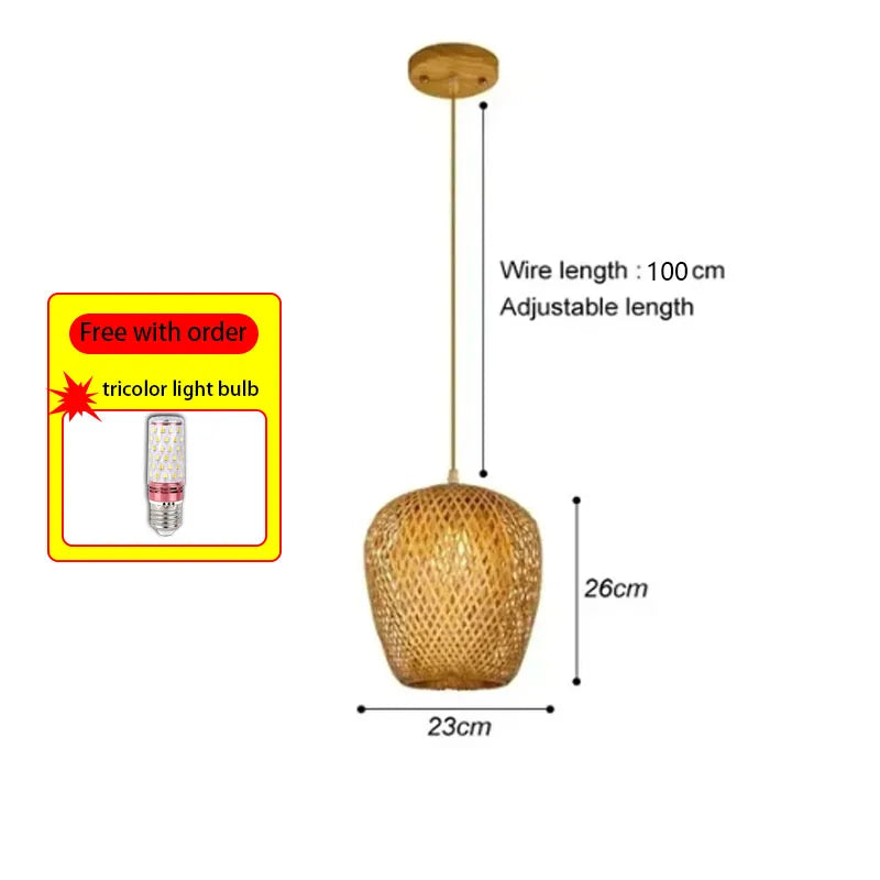 Bamboo Rattan Woven Pendant Light Chandelier