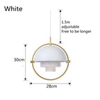 Danish Style Multi Shade Brass Pendant Light 28cm for Dining Room