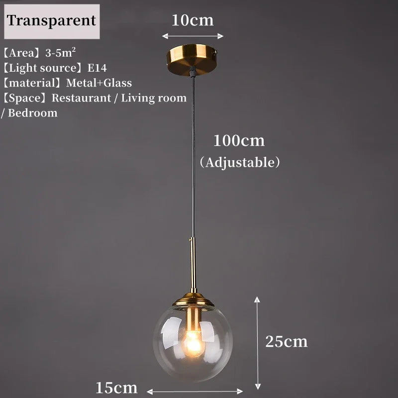 Nordic Glass Metal Pendant Light for Dining Room