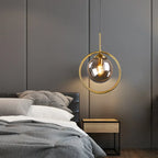 Nordic Golden Iron Pendant Light with Glass Shade