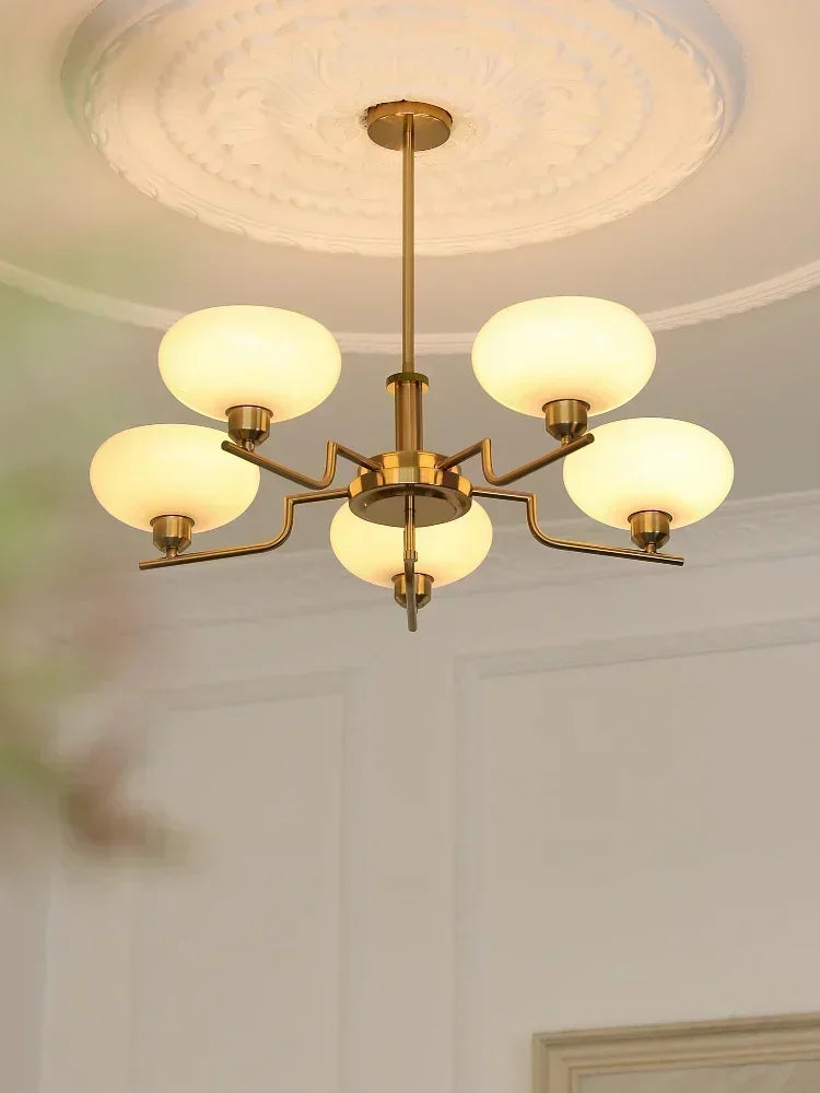 Retro Glass Ball Pendant Light Iron Chandelier