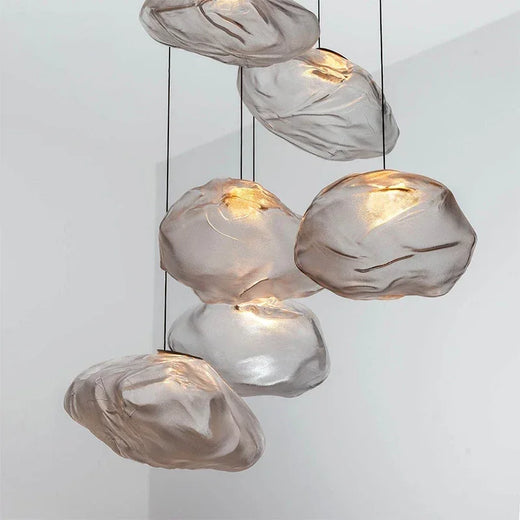 Nordic Cloud Glass Pendant Light in Smoke Gray for Staircase and Living Room