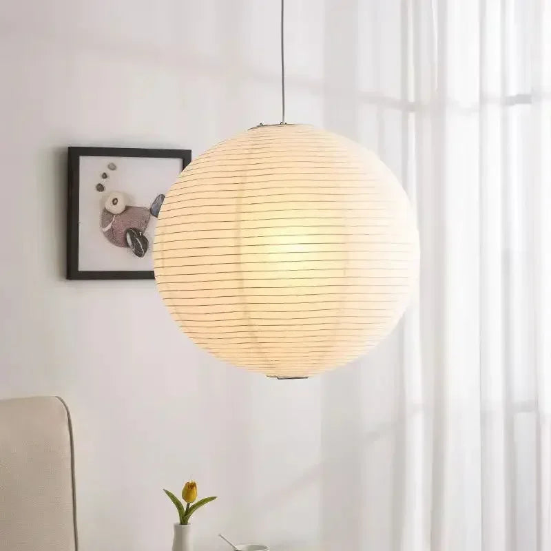 Lámpara Colgante Minimalista de Papel en Forma de Bola para Dormitorio