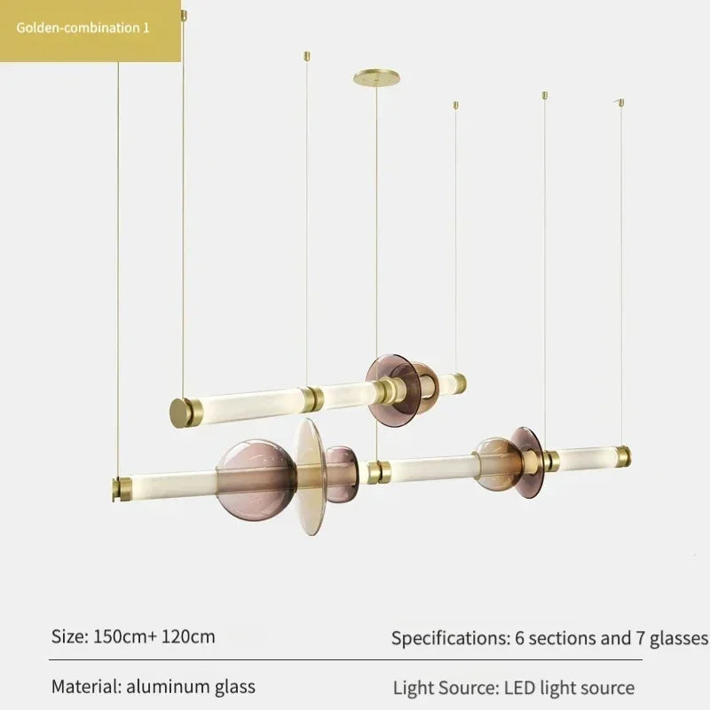 Minimalist Glass Pendant Light with Brass Accents