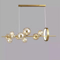 Modern Glass Bubble Linear Chandelier in Black for Dining Table