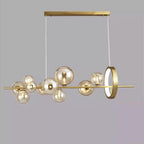 Modern Glass Bubble Linear Chandelier in Black for Dining Table