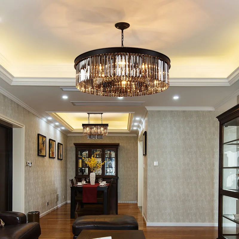 Modern Glass Chandelier LED Ceiling Light Black Gold