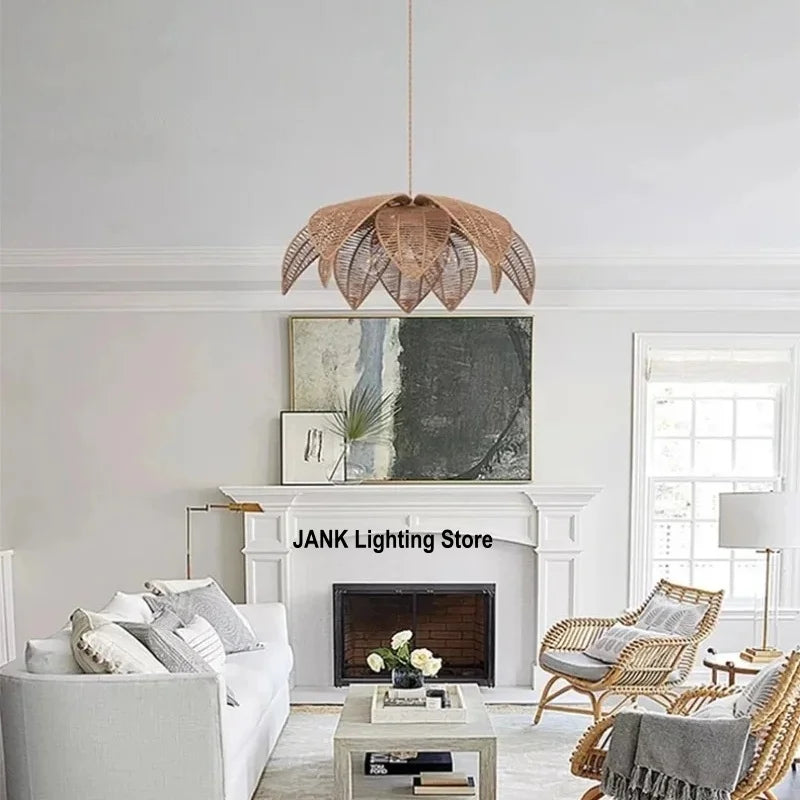 Bohemian Rattan Woven Pendant Light for Dining