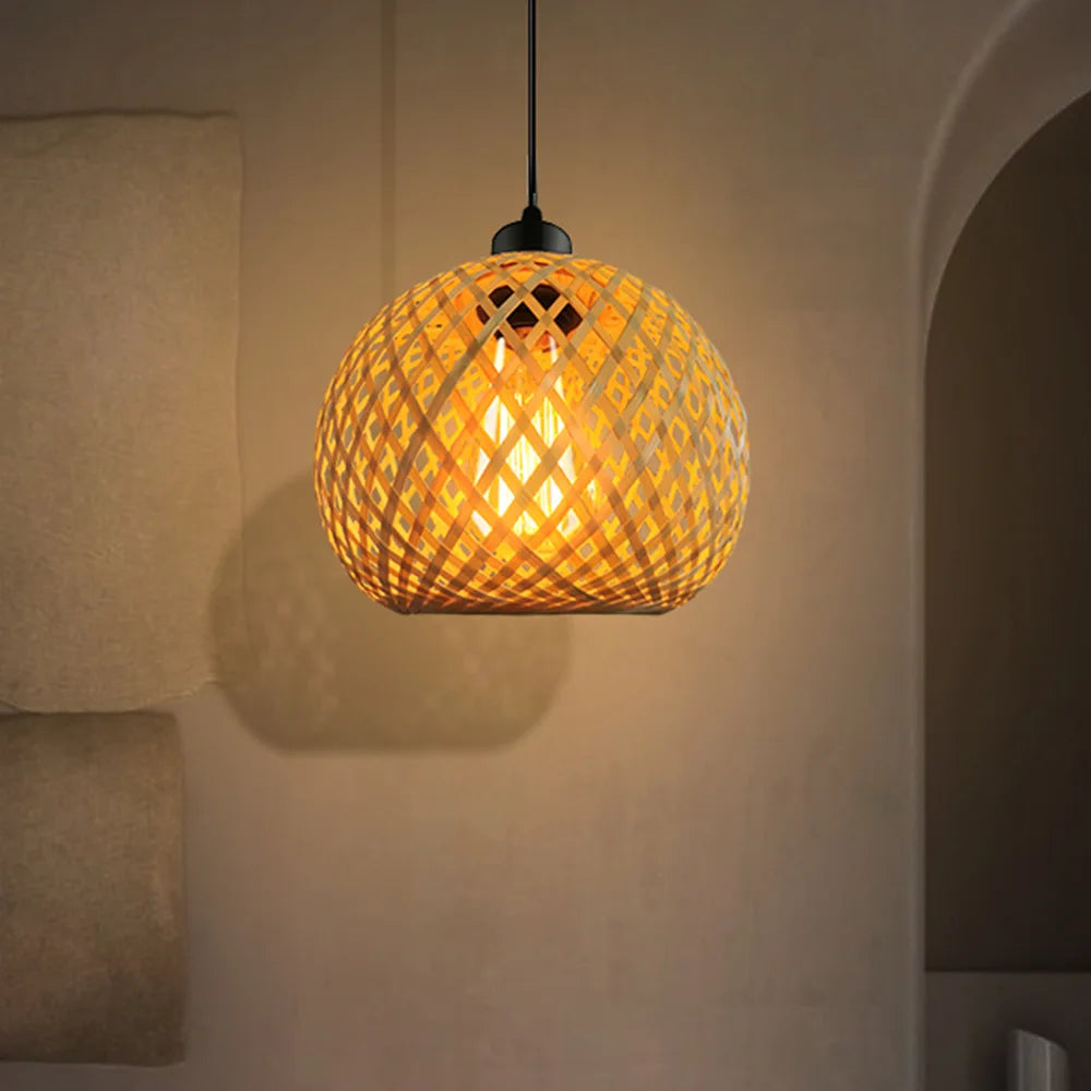 Bohemian Bamboo Rattan Pendant Light for Dining