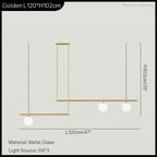 Nordic Minimalist Brass Pendant Light Linear Multi-Head
