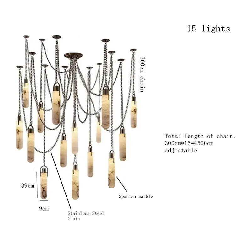 Nordic Marble Alabaster Pendant Light Multi-Drop