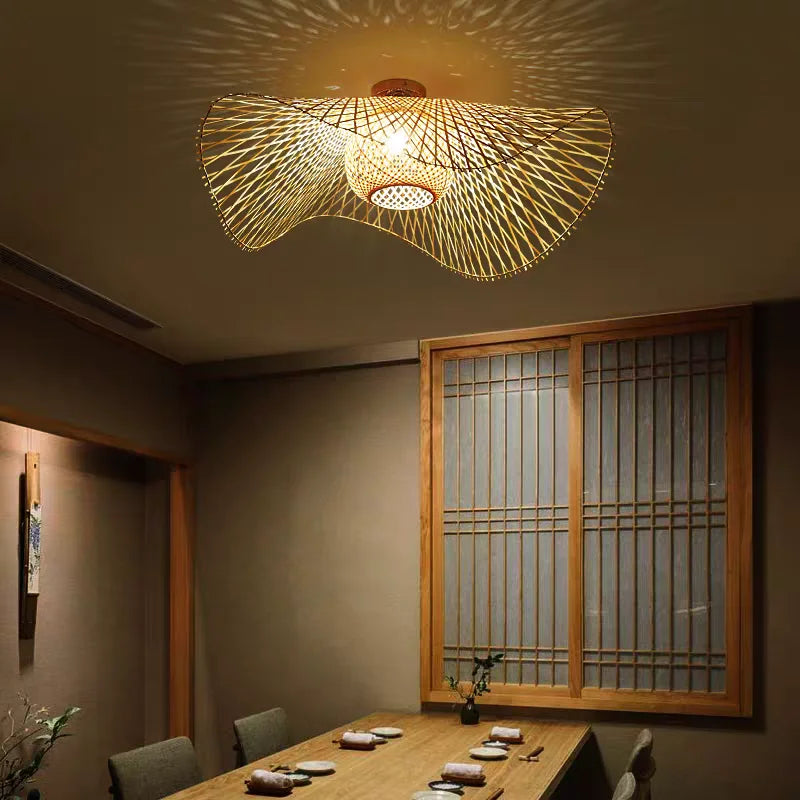 Lámpara Colgante Bohemio de Bambú para Comedor