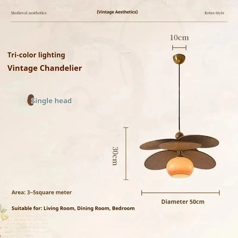 Retro Wood Pendant Light with Glass Globes