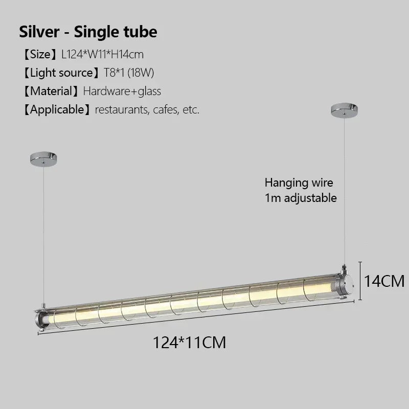 Industrial Iron Pendant Light Long Bar LED Hanging Lamp