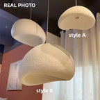 Wabi Sabi White Resin Dome Pendant Light for Living Room and Dining Room