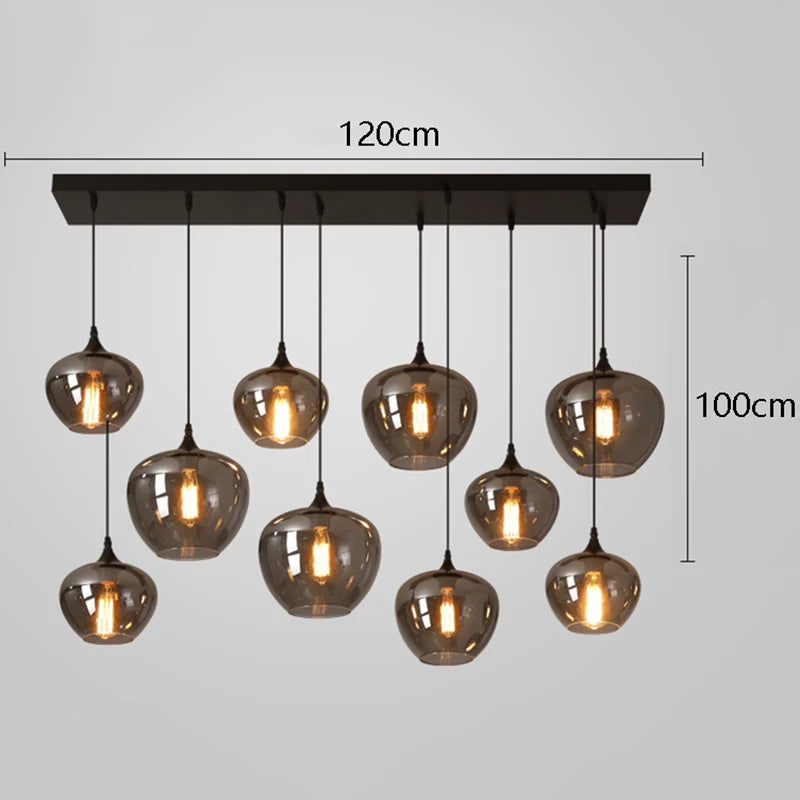 Nordic Smoke Glass Pendant Light for Dining Room