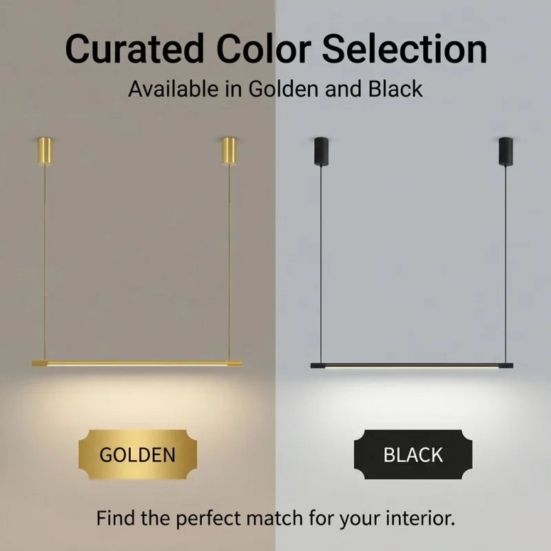 Lámpara colgante lineal de hierro minimalista para comedor