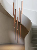 Lámpara colgante de madera minimalista para escalera