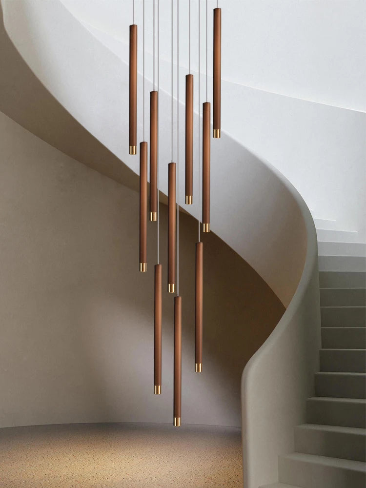 Minimalist Wood Pendant Light for Staircase
