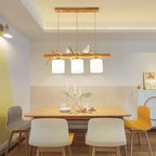Nordic Wood Pendant Light with Glass Shades